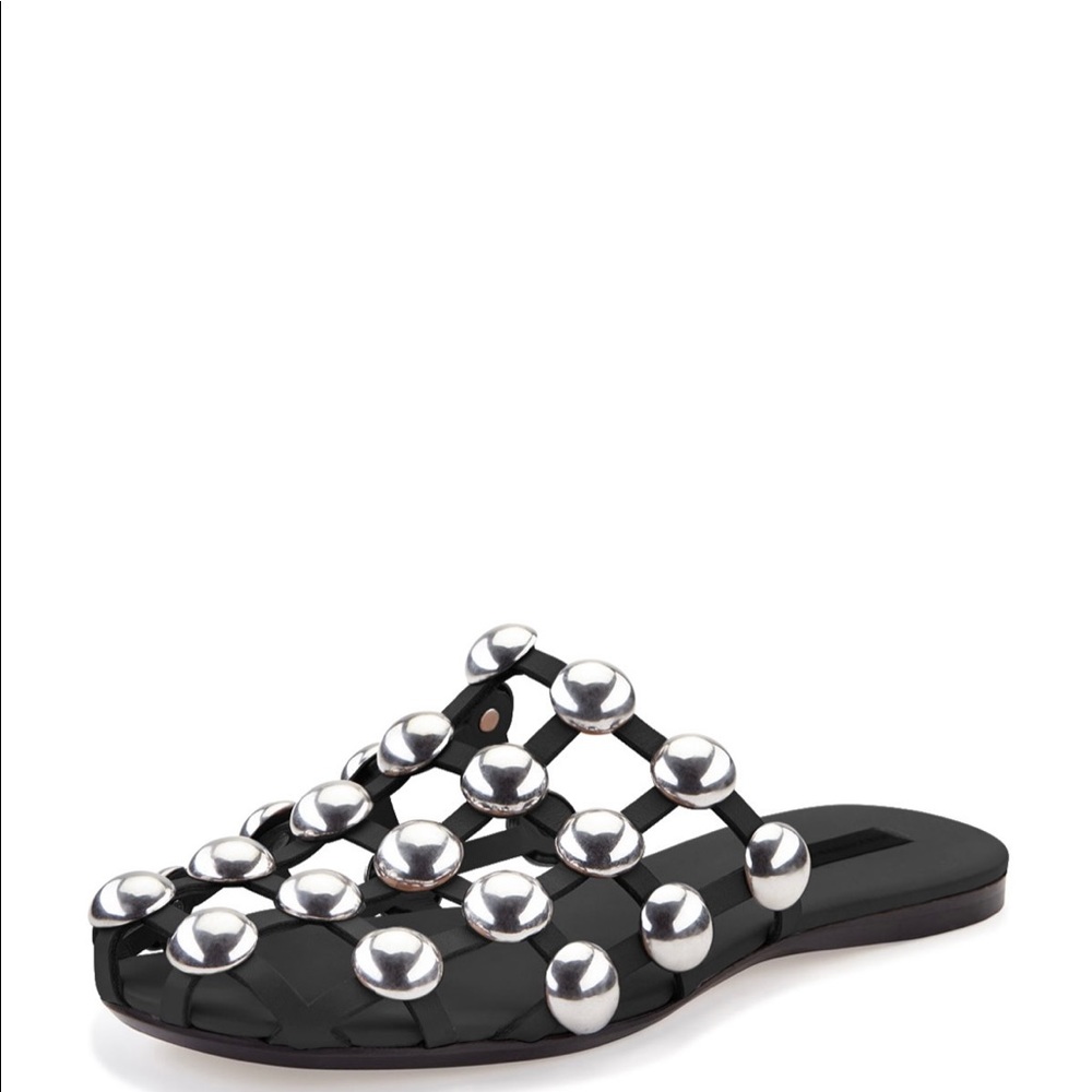 Alexander Wang Amelia Slide in silver and black